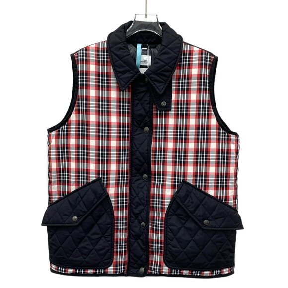 Burberry Color-block checkered sleeveless down vest - Picture 1 of 9